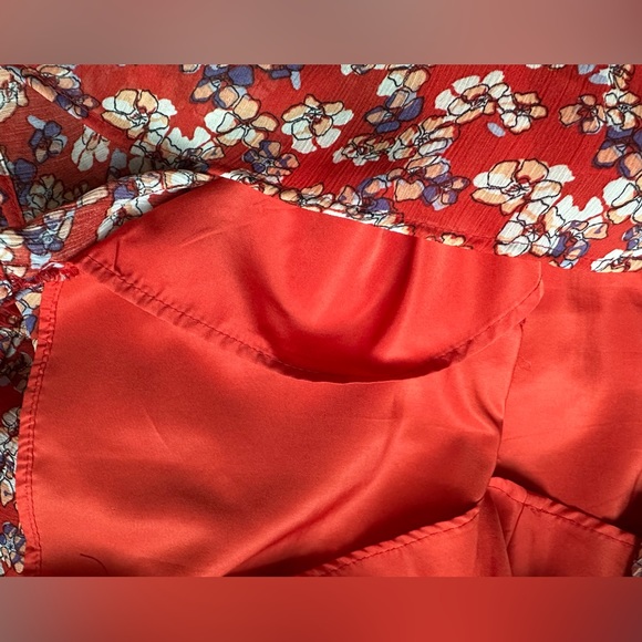 Elle red floral dress with waist tie, size 16. - Picture 7 of 10